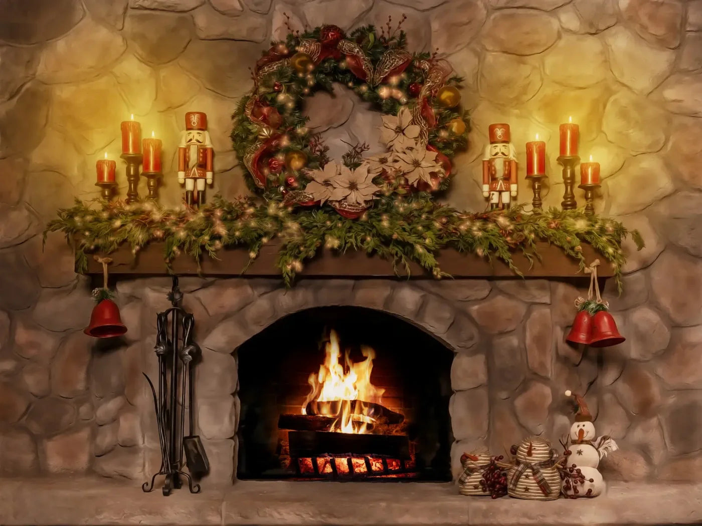 Magic of Santa Coble Fire Place 6’8x5’ Fleece (80 x 60 inch) Backdrop