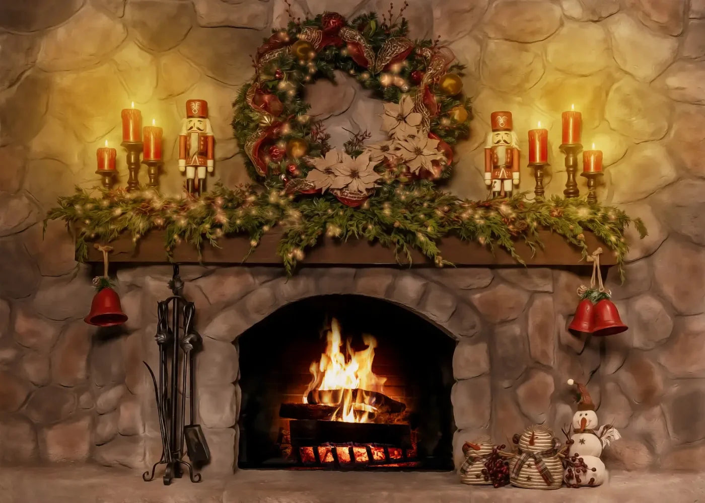 Magic of Santa Coble Fire Place 7’x5’ UltraCloth (84 x 60 inch) Backdrop
