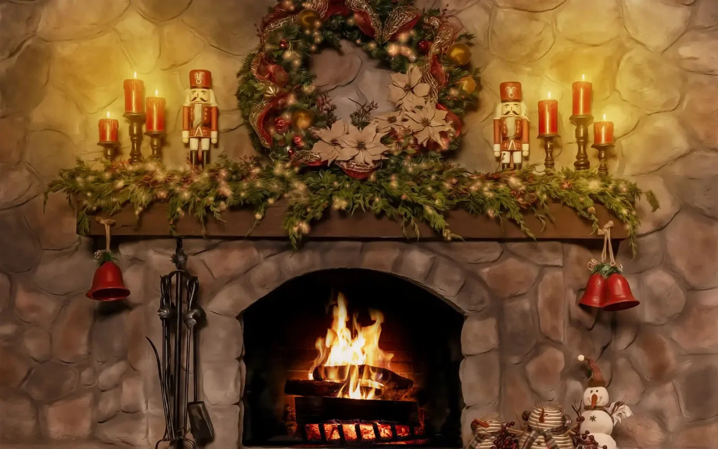 Magic of Santa Coble Fire Place 8’x5’ UltraCloth (96 x 60 inch) Backdrop