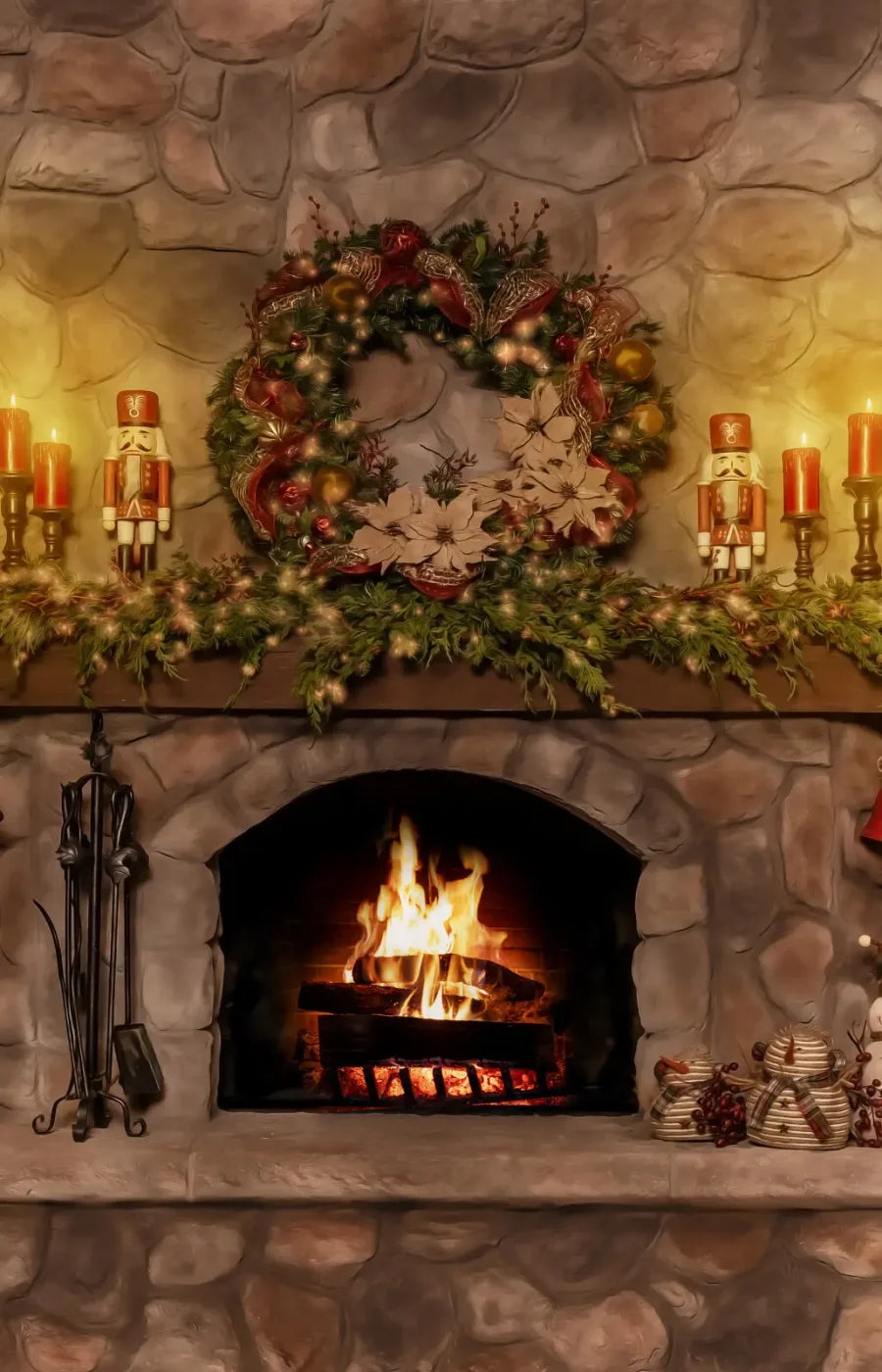 Magic of Santa Coble Fire Place 9’x14’ UltraCloth (108 x 168 inch) Backdrop