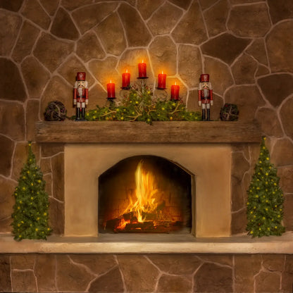 Magic of Santa Flagstone Fire Place 10’x10’ UltraCloth (120 x 120 inch) Backdrop