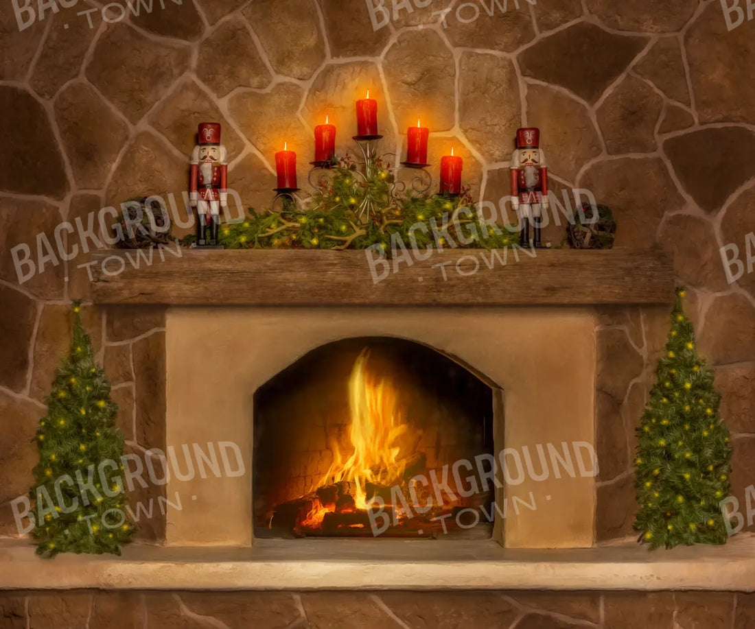 Magic of Santa Flagstone Fire Place 5’x4’2 Fleece (60 x 50 inch) Backdrop