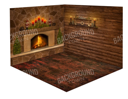 Magic of Santa Flagstone Fireplace II Backdrops