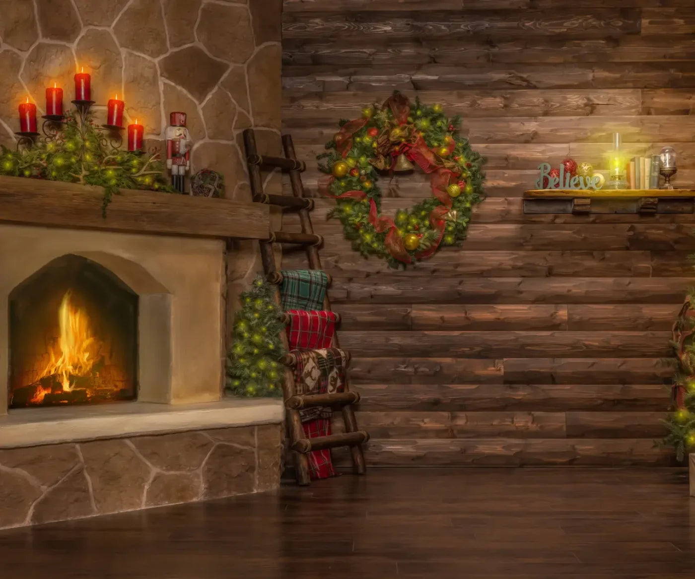 Magic of Santa Flagstone Set 12’x10’ UltraCloth (144 x 120 inch) Backdrop