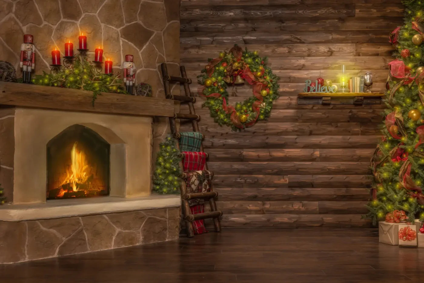 Magic of Santa Flagstone Set 12’x8’ UltraCloth (144 x 96 inch) Backdrop