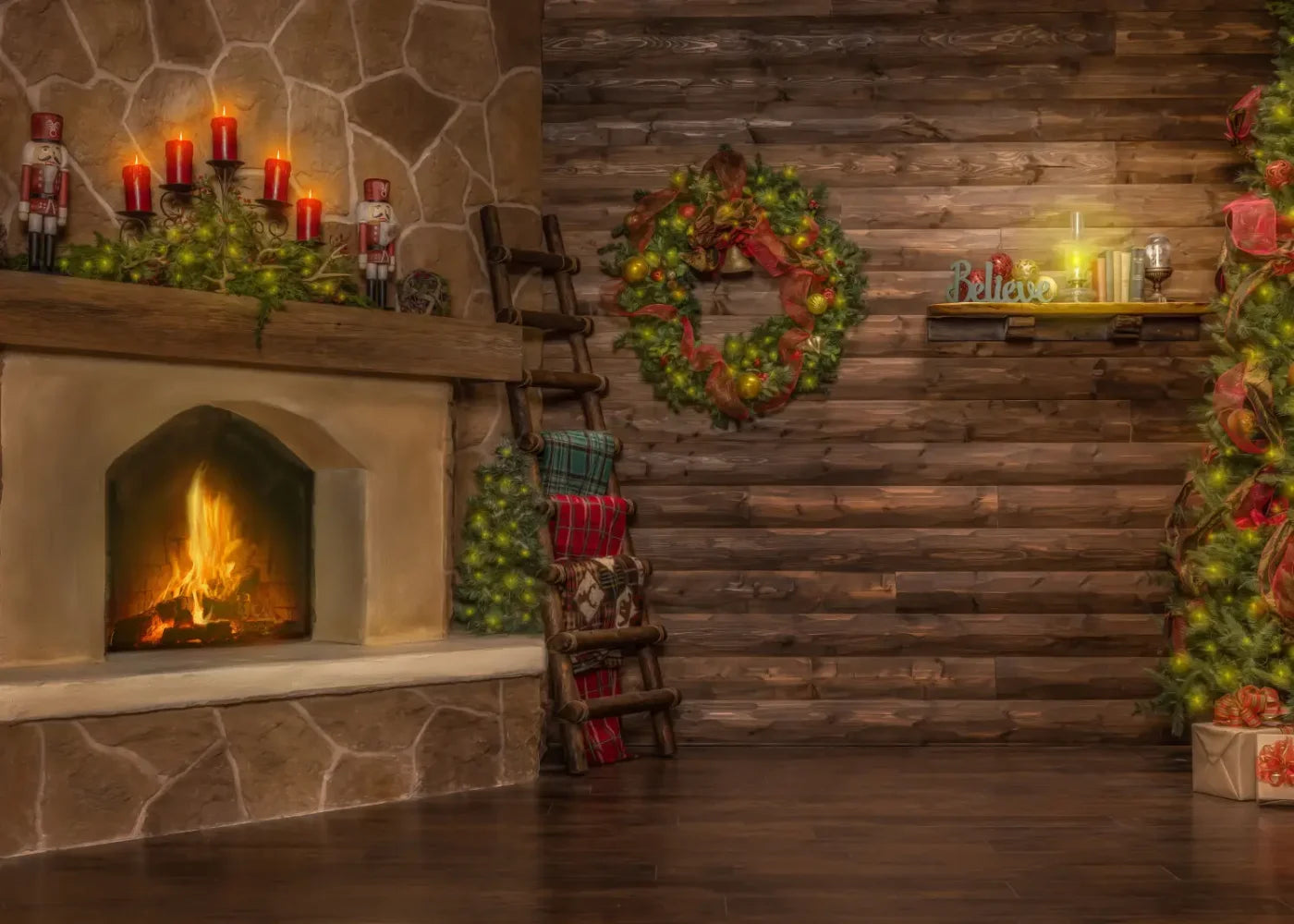 Magic of Santa Flagstone Set 7’x5’ UltraCloth (84 x 60 inch) Backdrop