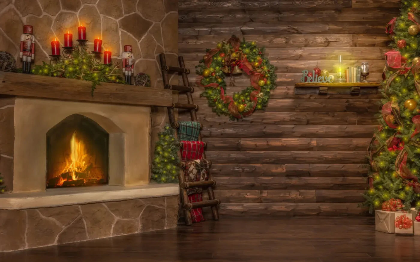 Magic of Santa Flagstone Set 8’x5’ UltraCloth (96 x 60 inch) Backdrop