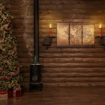 Magic of Santa Study With Tree 10’x10’ UltraCloth (120 x 120 inch) Backdrop