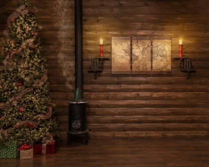 Magic of Santa Study With Tree 10’x8’ Fleece (120 x 96 inch) Backdrop