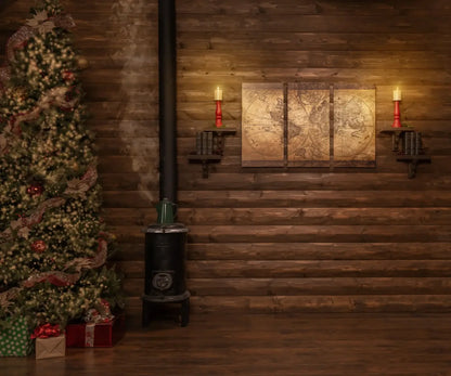 Magic of Santa Study With Tree 12’x10’ UltraCloth (144 x 120 inch) Backdrop