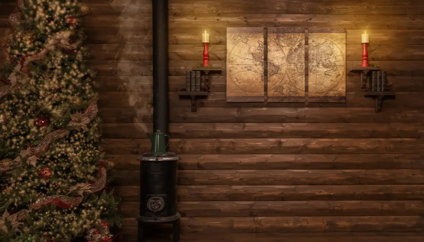 Magic of Santa Study With Tree 14’x8’ UltraCloth (168 x 96 inch) Backdrop