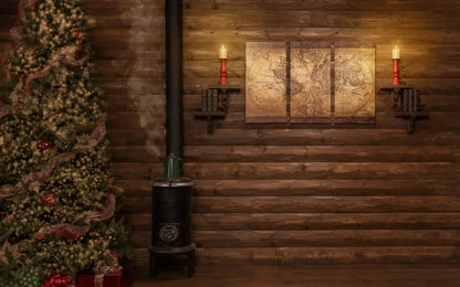 Magic of Santa Study With Tree 16’x10’ UltraCloth (192 x 120 inch) Backdrop