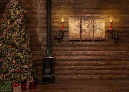 Magic of Santa Study With Tree 7’x5’ UltraCloth (84 x 60 inch) Backdrop