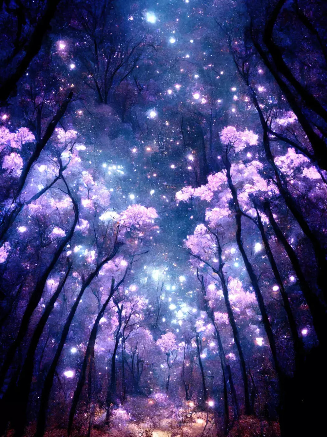 Magical Forest Night 5X68 Fleece ( 60 X 80 Inch ) Backdrop