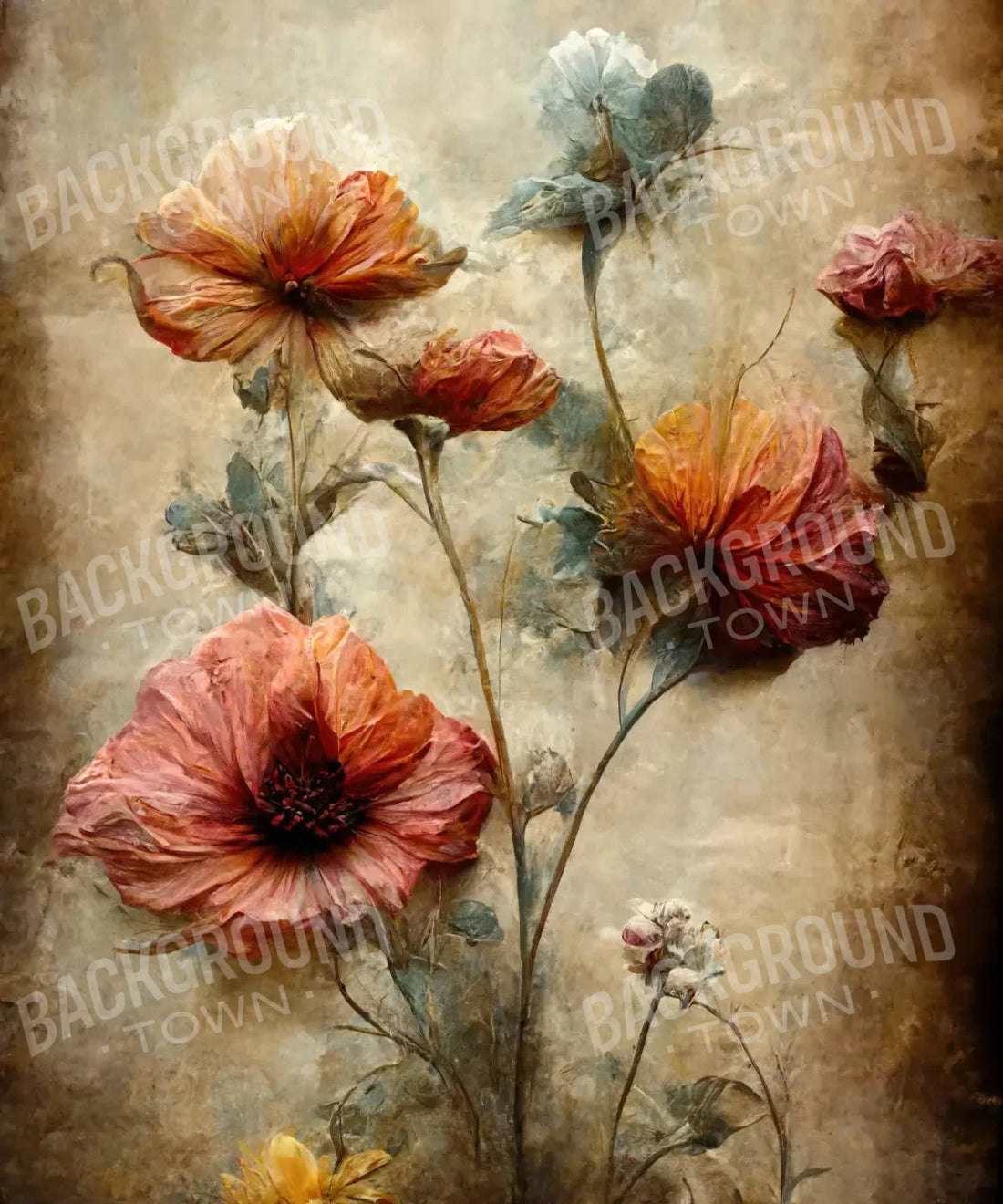 Beige Floral Backdrop for Photography