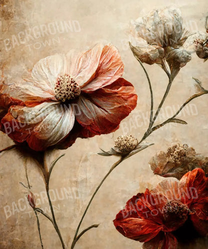 Beige Floral Backdrop for Photography