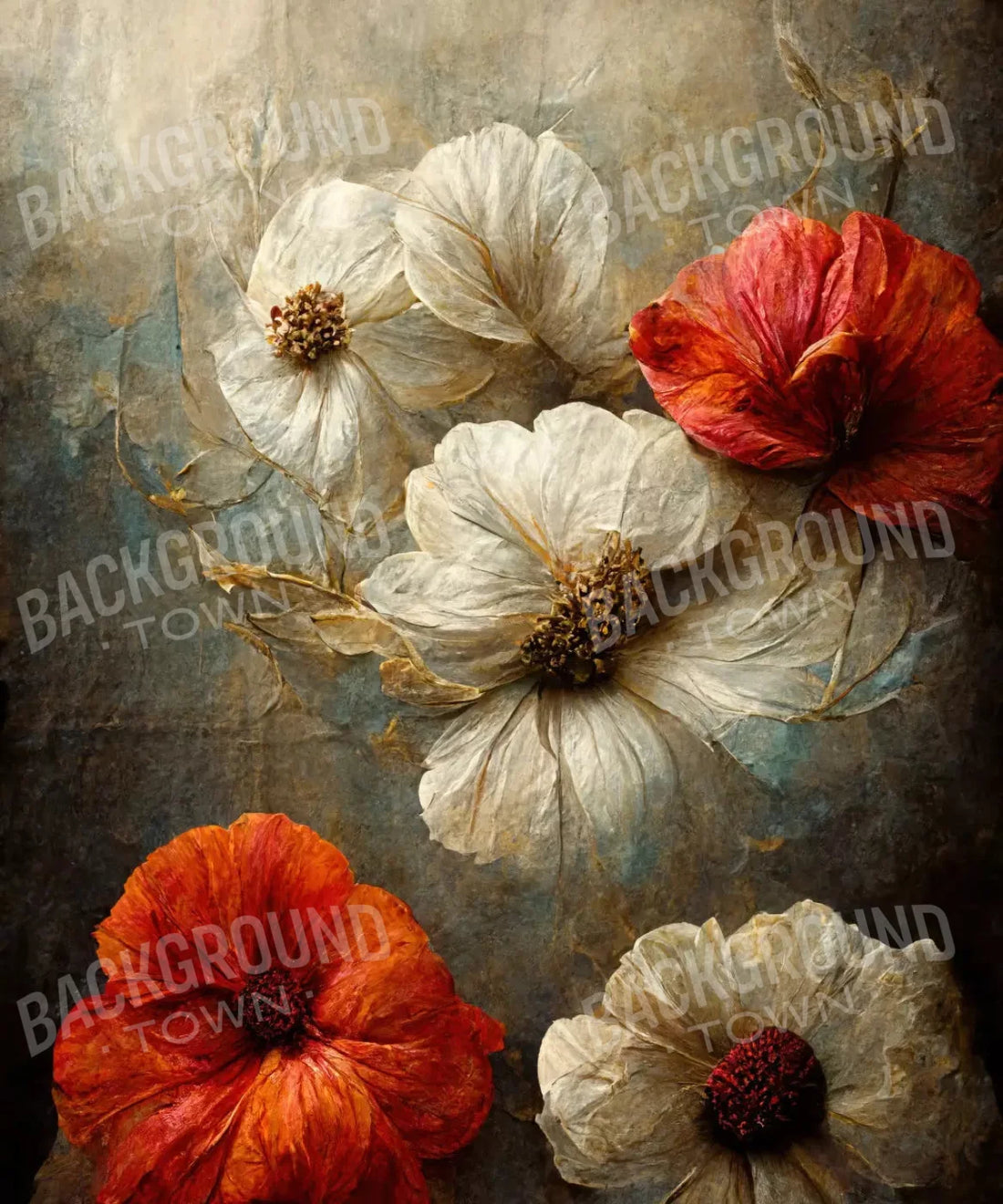 Beige Floral Backdrop for Photography