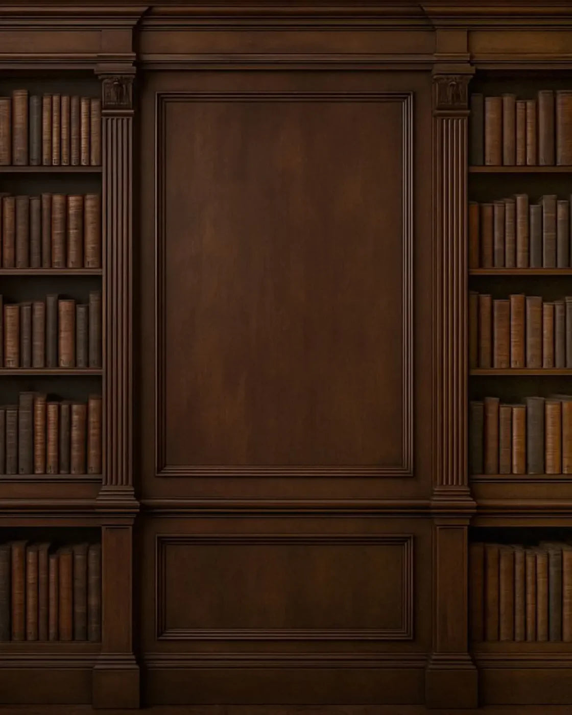 Mahogany Library Wall 8’x10’ Fleece (96 x 120 inch) Backdrop