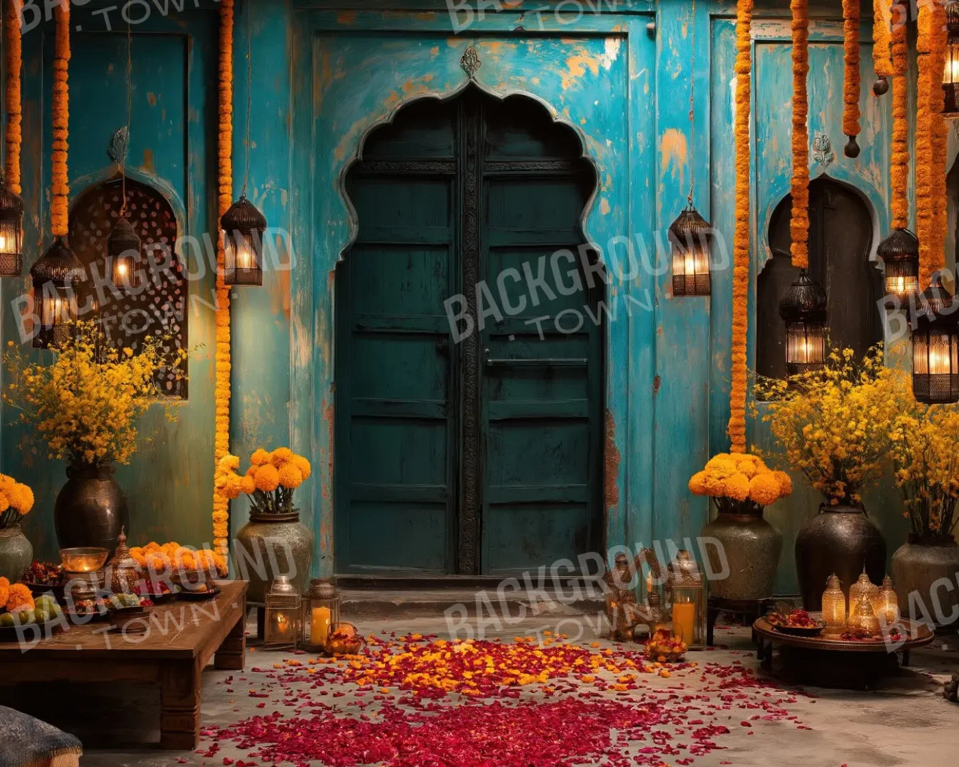 Marigold Courtyard 10’x8’ Fleece (120 x 96 inch) Backdrop