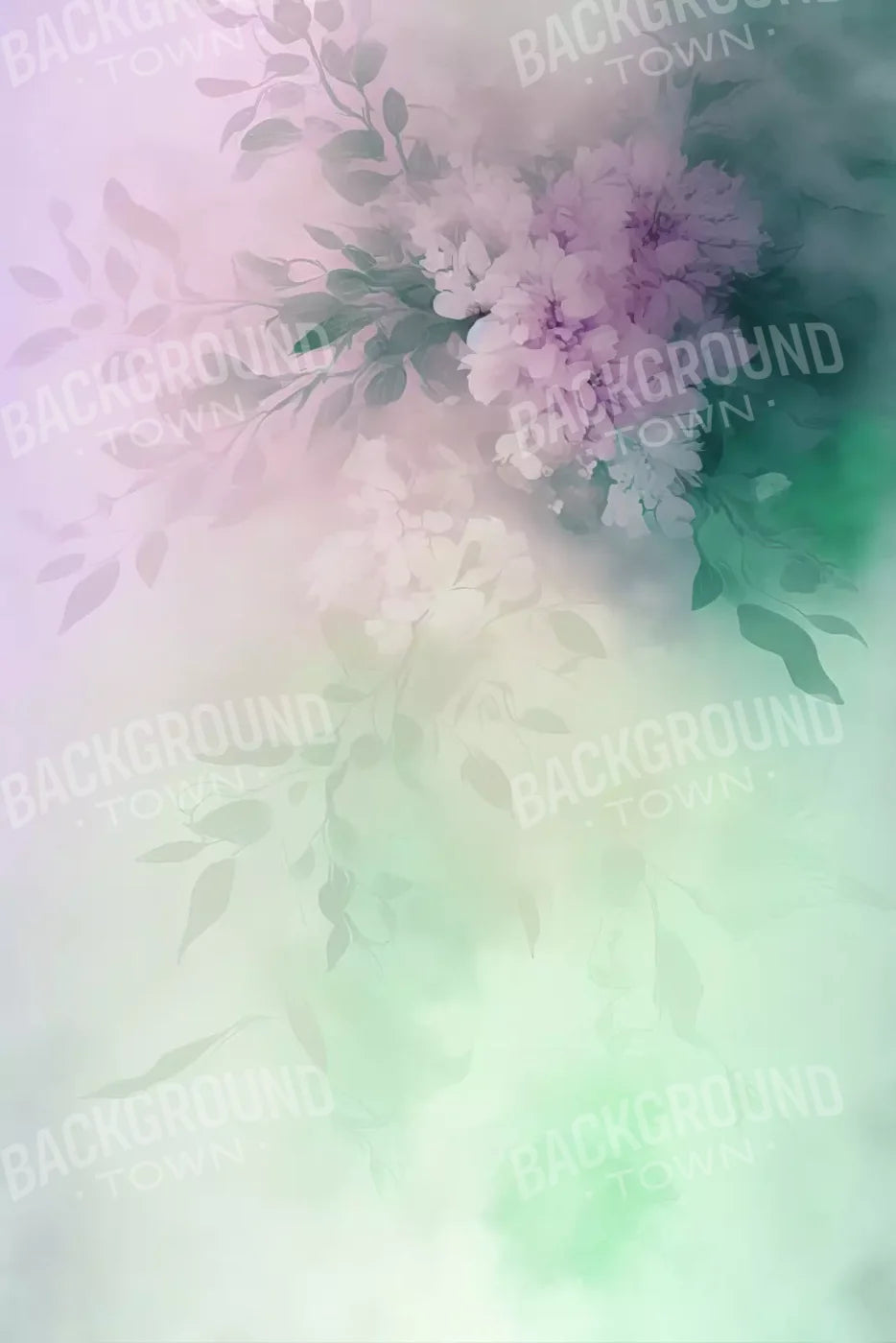 Mint Florals 5’X8’ Ultracloth (60 X 96 Inch) Backdrop