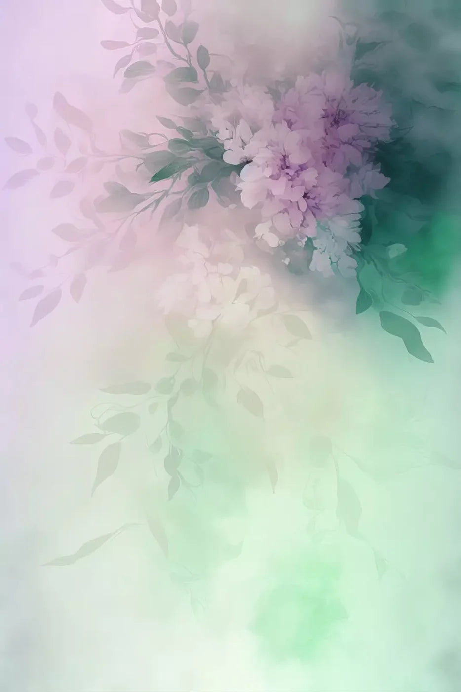 Mint Florals 5’X8’ Ultracloth (60 X 96 Inch) Backdrop