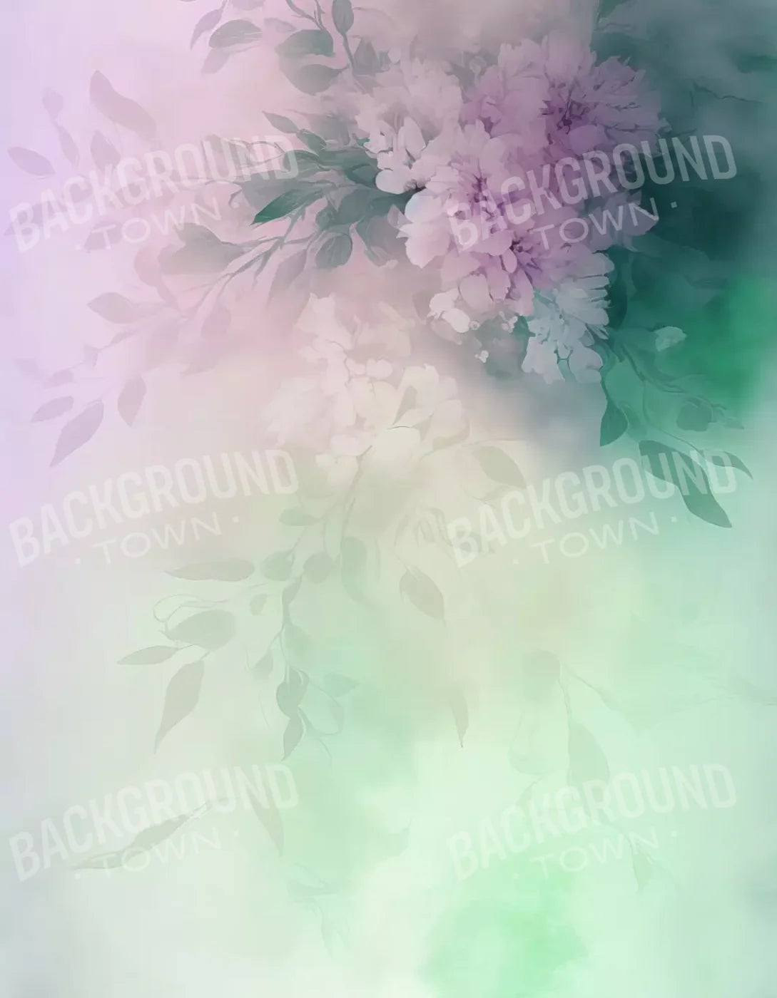 Mint Florals 6’X8’ Fleece (72 X 96 Inch) Backdrop