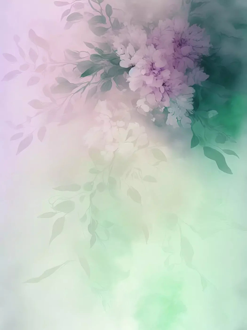 Mint Florals 8’X10’ Fleece (96 X 120 Inch) Backdrop