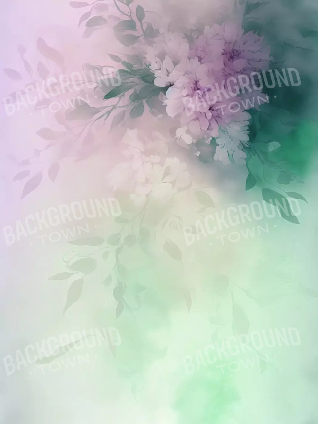 Mint Florals 8’X10’ Fleece (96 X 120 Inch) Backdrop