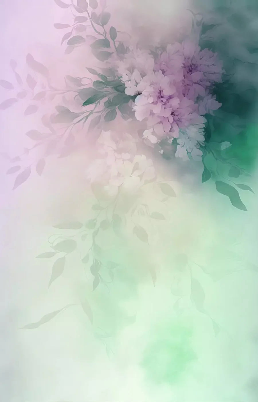Mint Florals 8’X12’ Ultracloth (96 X 144 Inch) Backdrop