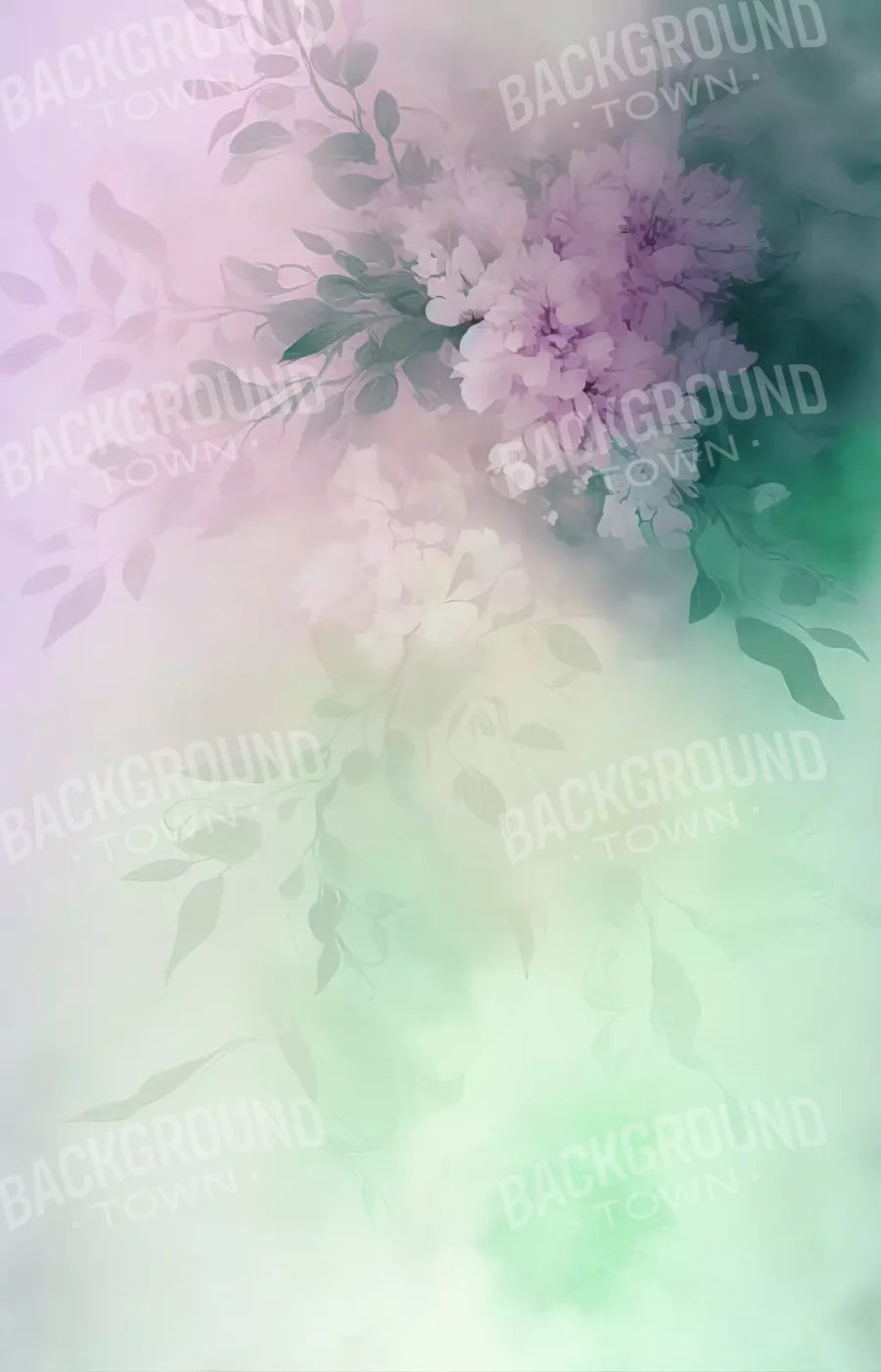 Mint Florals 8’X12’ Ultracloth (96 X 144 Inch) Backdrop