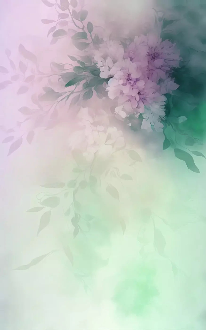Mint Florals 9’X14’ Ultracloth (108 X 168 Inch) Backdrop