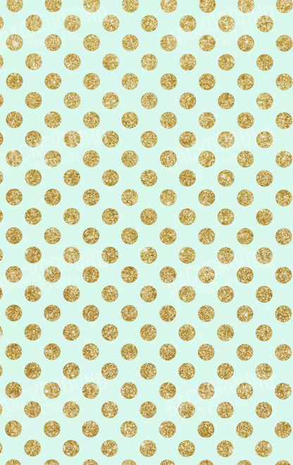 Mint Gold Polka 10’X16’ Ultracloth (120 X 192 Inch) Backdrop
