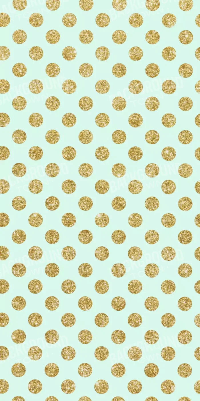 Mint Gold Polka 10’X20’ Ultracloth (120 X 240 Inch) Backdrop