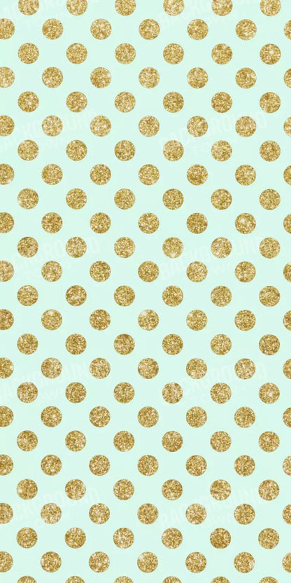 Mint Gold Polka 10’X20’ Ultracloth (120 X 240 Inch) Backdrop