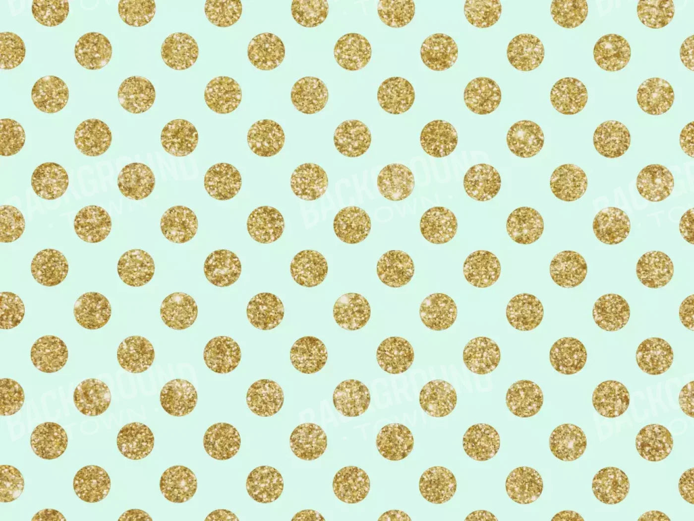 Mint Gold Polka 10’X8’ Fleece (120 X 96 Inch) Backdrop