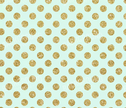 Mint Gold Polka 12’X10’ Ultracloth (144 X 120 Inch) Backdrop