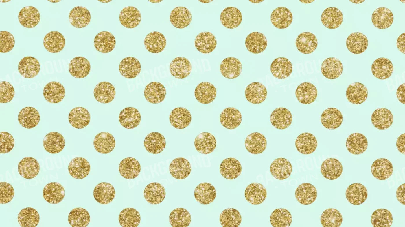 Mint Gold Polka 14’X8’ Ultracloth (168 X 96 Inch) Backdrop