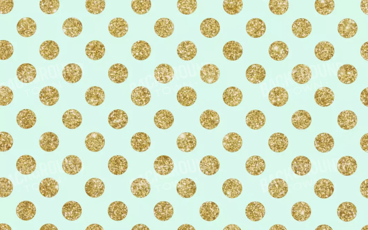 Mint Gold Polka 14’X9’ Ultracloth (168 X 108 Inch) Backdrop