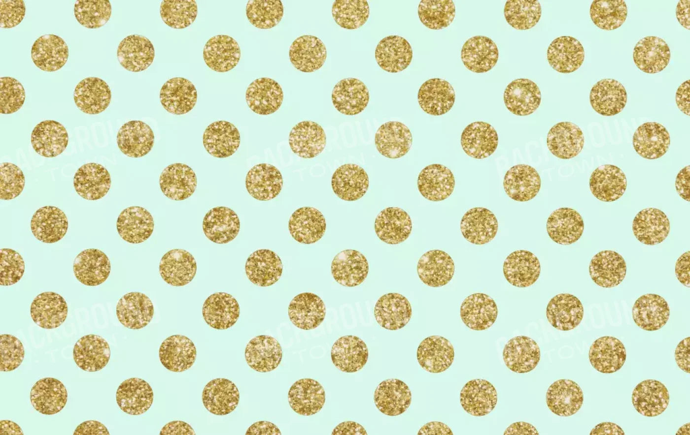 Mint Gold Polka 16’X10’ Ultracloth (192 X 120 Inch) Backdrop