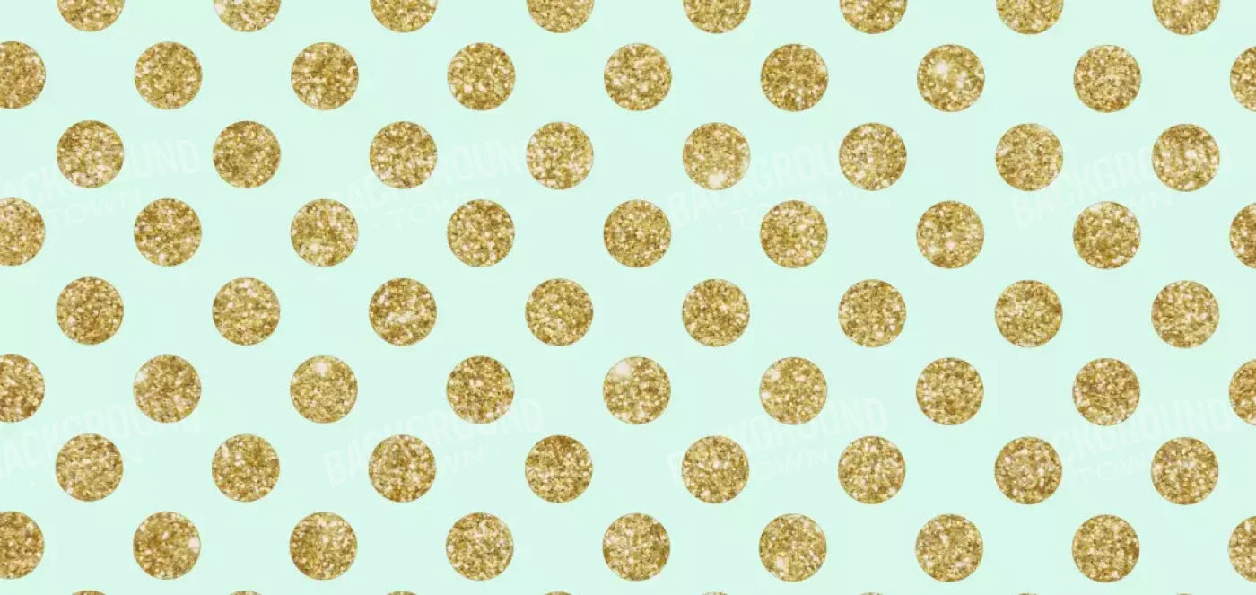 Mint Gold Polka 16’X8’ Ultracloth (192 X 96 Inch) Backdrop