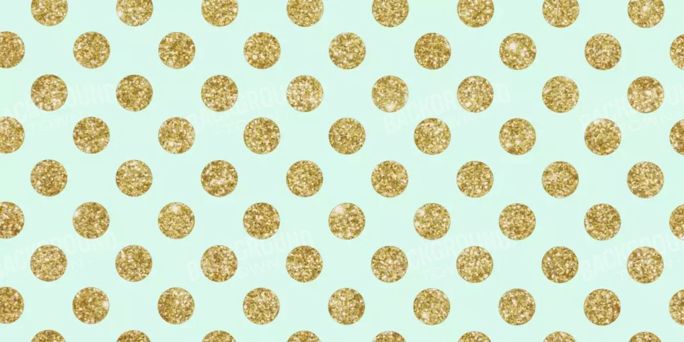 Mint Gold Polka 20’X10’ Ultracloth (240 X 120 Inch) Backdrop