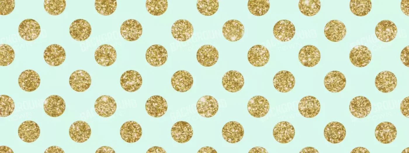 Mint Gold Polka 20’X8’ Ultracloth (240 X 96 Inch) Backdrop