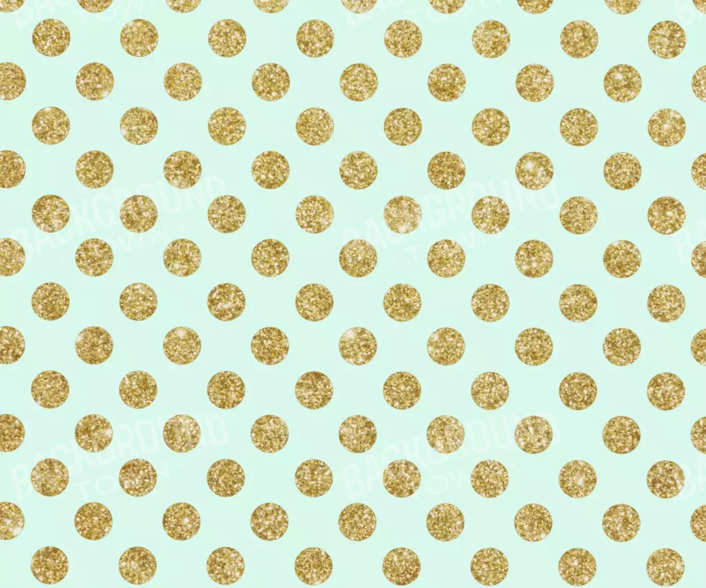 Mint Gold Polka 5’X4’2’ Fleece (60 X 50 Inch) Backdrop