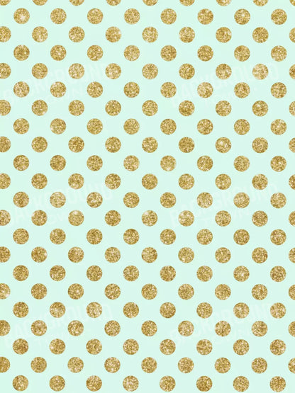 Mint Gold Polka 5’X6’8’ Fleece (60 X 80 Inch) Backdrop