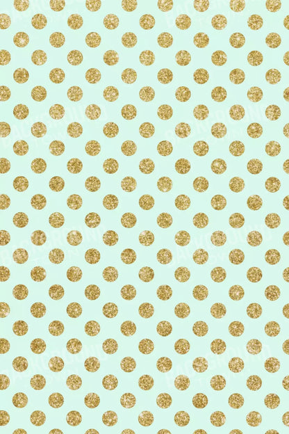 Mint Gold Polka 5’X8’ Ultracloth (60 X 96 Inch) Backdrop