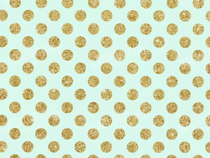 Mint Gold Polka 6’8’X5’ Fleece (80 X 60 Inch) Backdrop