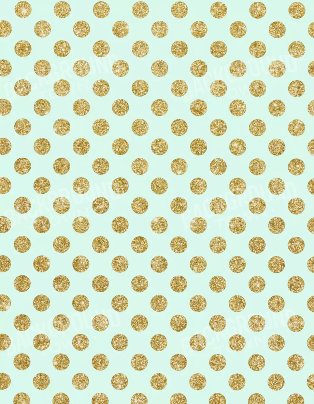 Mint Gold Polka 6’X8’ Fleece (72 X 96 Inch) Backdrop