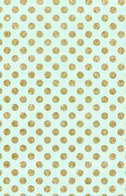 Mint Gold Polka 8’X12’ Ultracloth (96 X 144 Inch) Backdrop