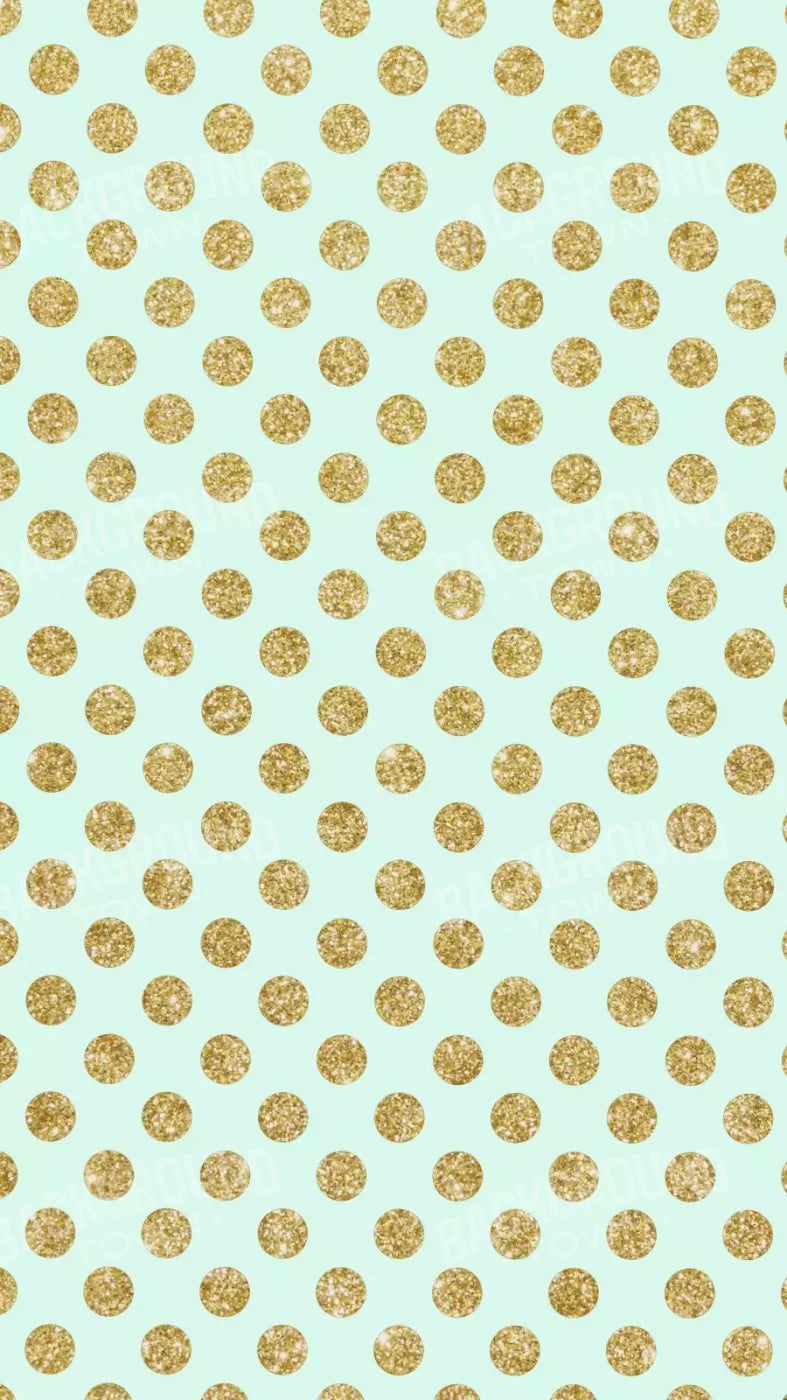 Mint Gold Polka 8’X14’ Ultracloth (96 X 168 Inch) Backdrop