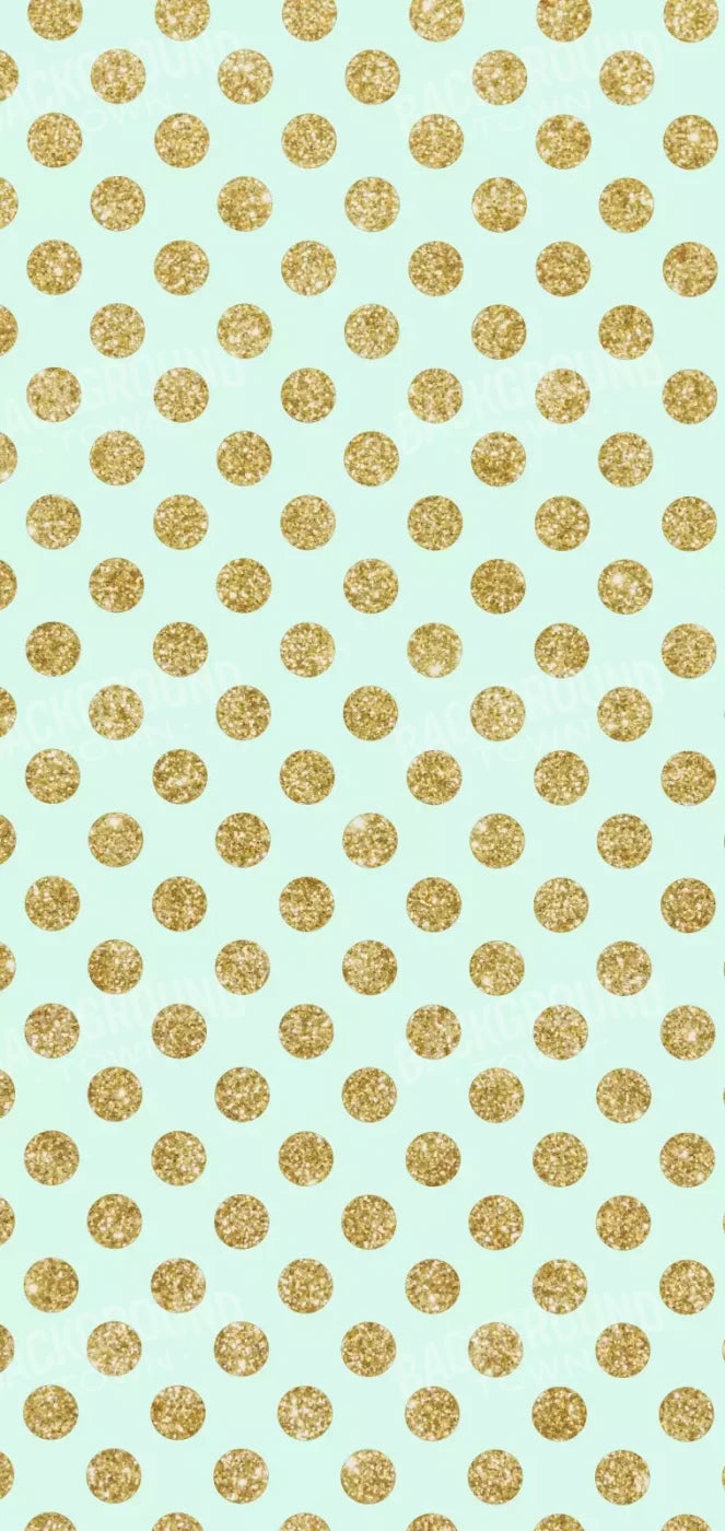 Mint Gold Polka 8’X16’ Ultracloth (96 X 192 Inch) Backdrop